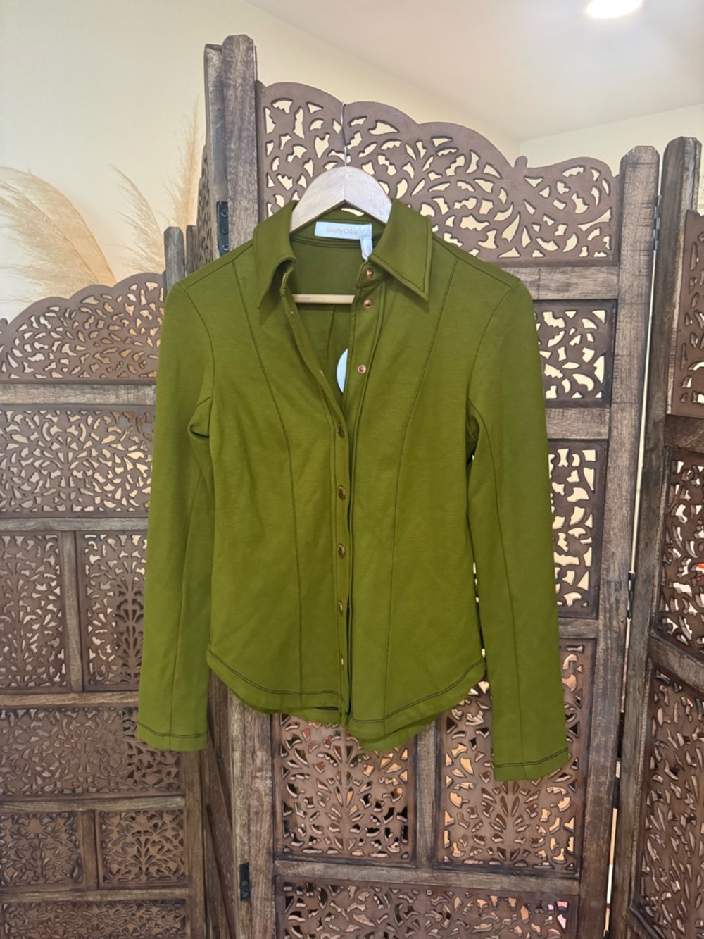 See by Chloe Green Button Up Blouse S NEW NWT - Picture 2 of 4